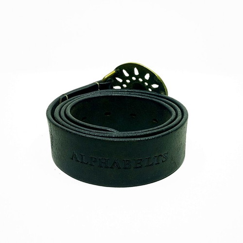Alphabelts 95 Vintage Leather Belt with Brass Buckle