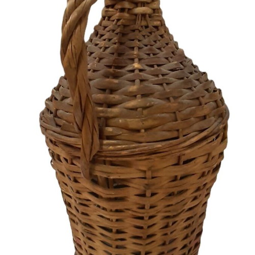 Vintage Demijohn 1940s–1950s Glass and Rattan 5 Liters Used