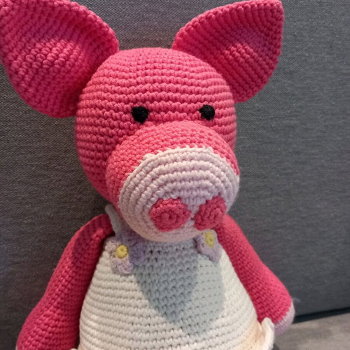 Amigurumi knitted pig handmade, new, cotton yarn