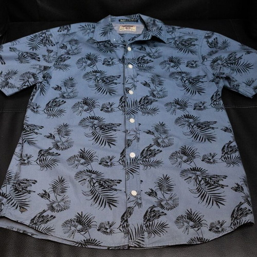 Tokyo Laundry Blue Floral Short-Sleeve Shirt like new, size M
