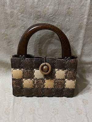 Handmade Boho Coconut Shell & Wood Bag