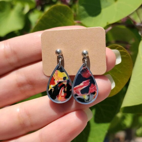 Drops earrings new, handmade with polymer clay and stainless steel
