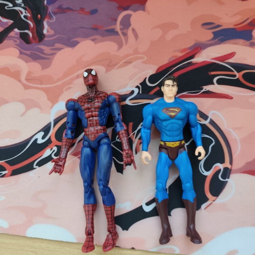 Vintage Spiderman and Superman action figures