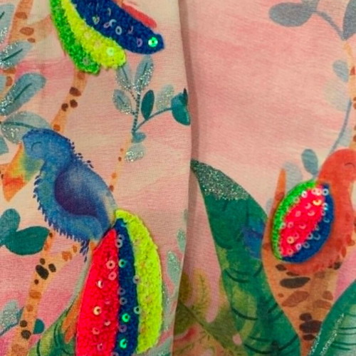 Zara Girls Top size 7 with colorful tropical parrot pattern like new