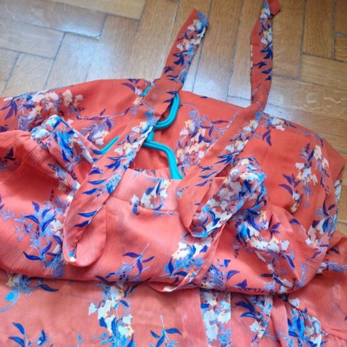 Semi-transparent wrap skirt like new, red orange, size S