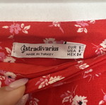 Stradivarius red floral midi skirt with slits like new, size S
