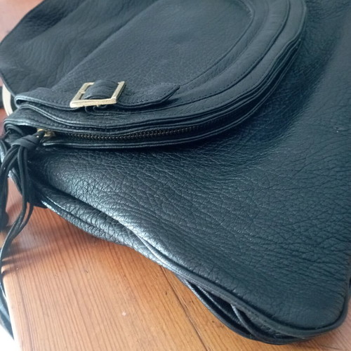Bulgari women's shoulder bag like new, black leather with gold details