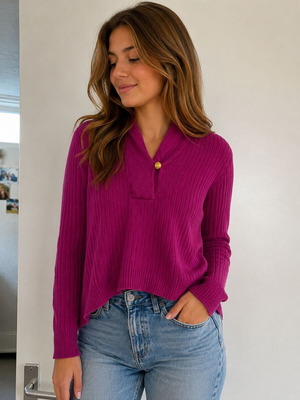 Lauren Ralph Lauren fuchsia pink ribbed sweater, M