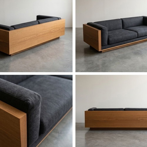 Custom Design Oak Sofa Pingpong Design Mid-Century Modern