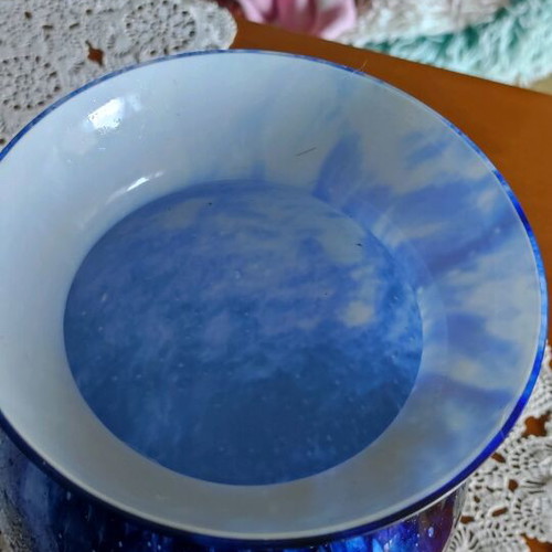 Blue Roua Vase made of blown glass used, 26 cm height