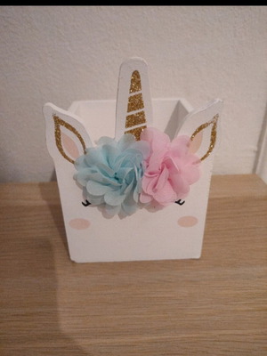 Wooden unicorn pencil holder new