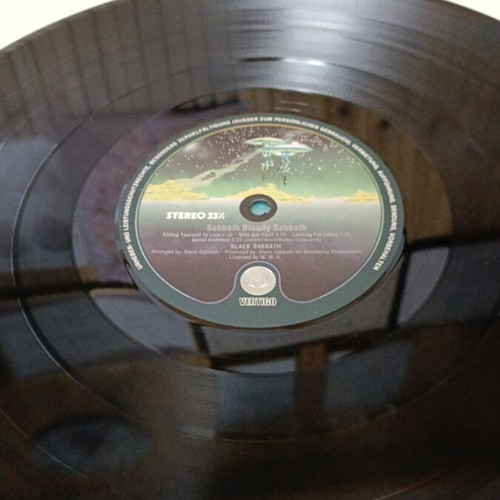 Black Sabbath record used, rock genre, worn cover