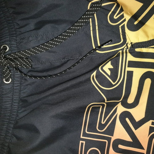 Quiksilver men's swim shorts new, size XL, black with orange-yellow print