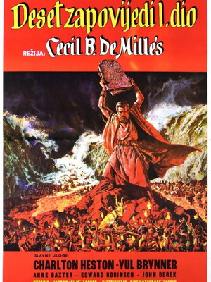 The Ten Commandments Cecil B. DeMille αυθεντική γιουγκοσλάβικη κινηματογραφική αφίσα μεταχειρισμένη, 1966