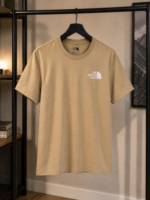 The North Face beige T-shirt size S, Never Stop Exploring