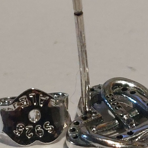 Pandora earrings new, heart design with white zirconia