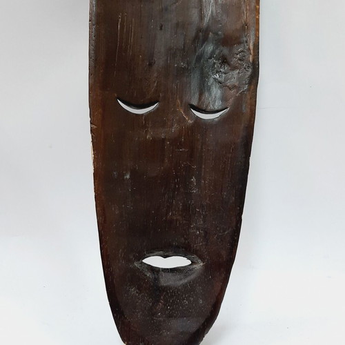 Large African hand-carved wooden mask, vintage 1990s