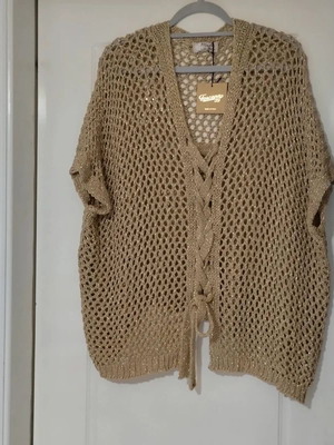 Toscana golden poncho cardigan, new, elegant open-knit design