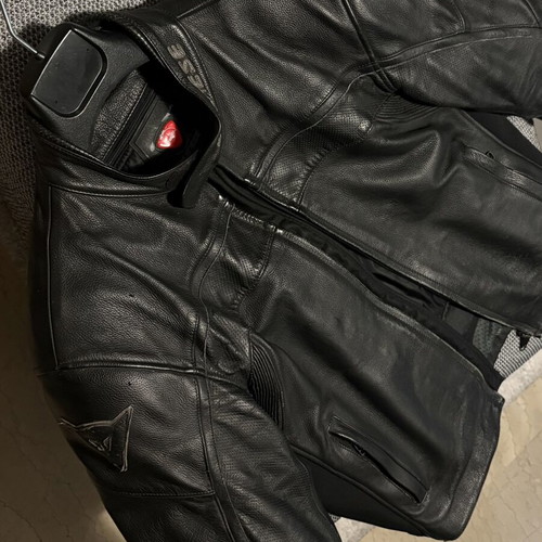Dainese leather biker jacket used, size 50, black