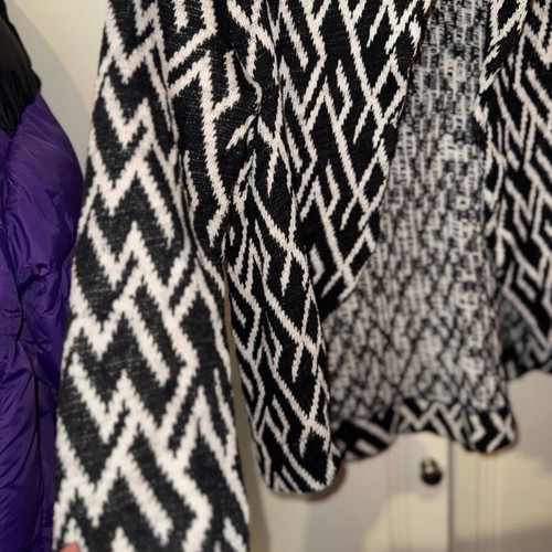 Black and White Geometric Knit Jacket New Size Medium