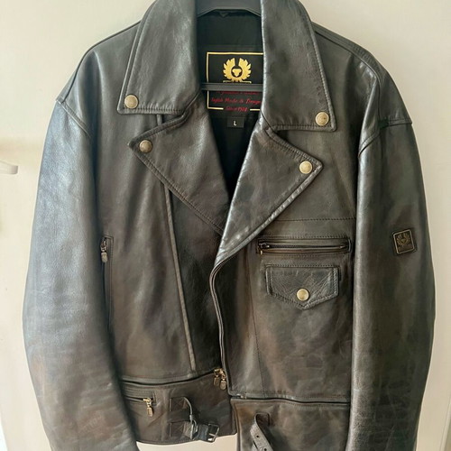 Belstaff leather biker jacket men black size L like new