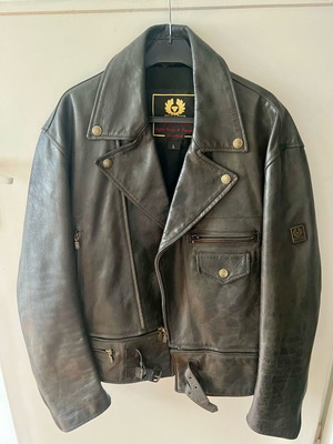 Belstaff leather biker jacket men black size L like new