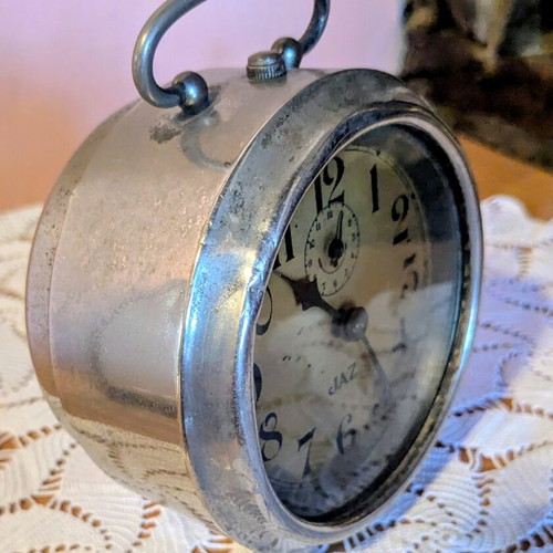 JAZ French Vintage Mechanical Alarm Clock used, 1920s