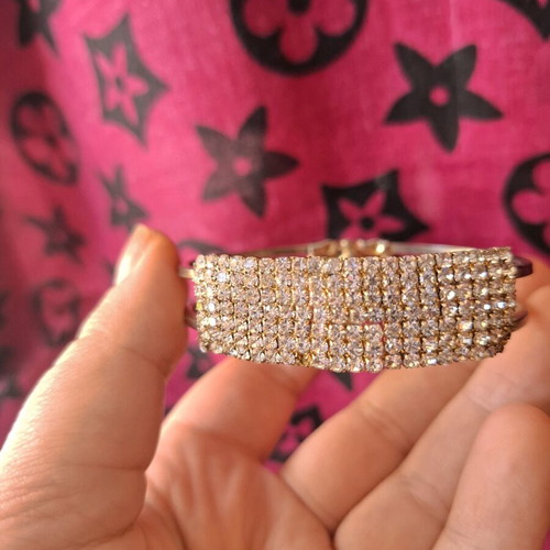 Bracelet bangle used with zircon, geometric design, multicolor