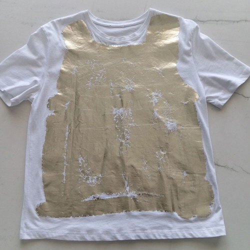 Zara blouse with metallic gold print like new, size S