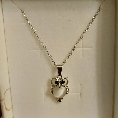 Owl Necklace New Silver Plated