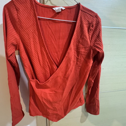 H&M open blouse, red, size M