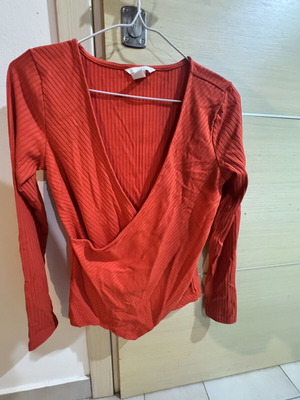 H&M open blouse, red, size M
