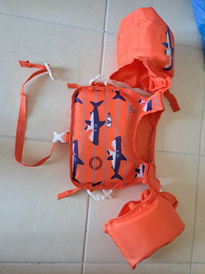 Bestway Swim Safe children's life jacket with arm floats, orange shark design