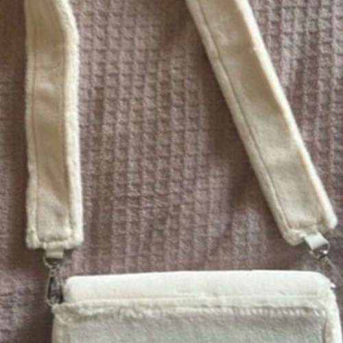 Bershka white furry shoulder bag like new