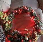 Wreath with red lights used