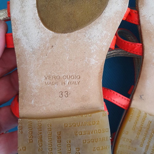 Dsquared2 sandals for girls size 33 used, orange and gold leather