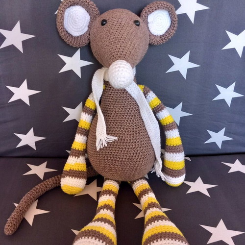Knitted doll mouse new, 52cm, cotton yarn