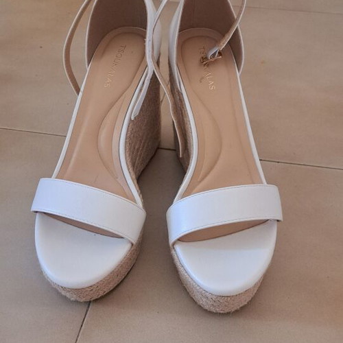 Tsoukalas Shoes White Summer Women's Anatomic Platform Sandals size 37 like new
