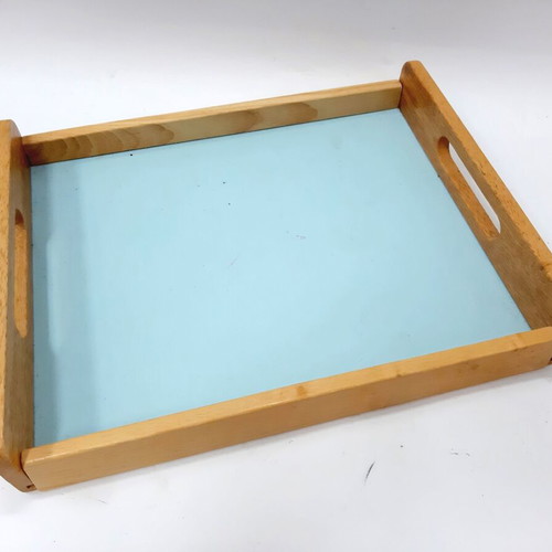 Vintage wooden tray with light blue base like new