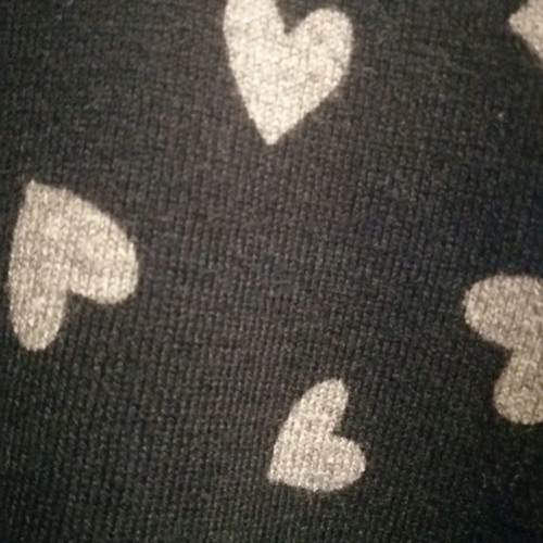 Knitted blouse with gray hearts used, size M