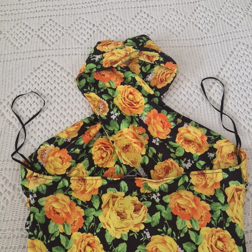 Zara bodysuit like new with yellow flowers on black background