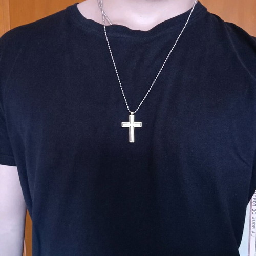 Jewelry cross silver with gold plating like new, stainless steel