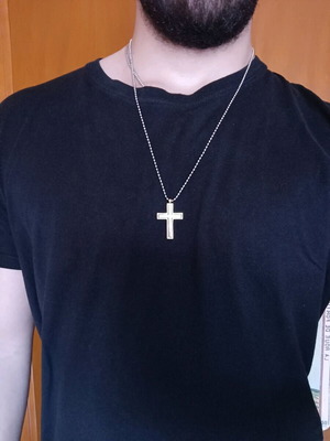 Jewelry cross silver with gold plating like new, stainless steel