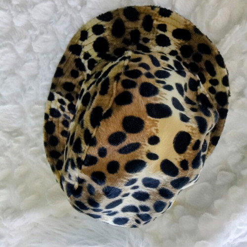 Faux Fur Bucket Hat Leopard Print new size M