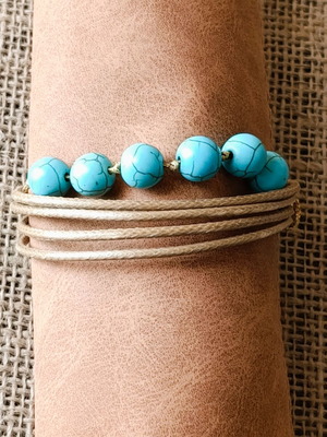 Gold-plated stainless steel bracelet with turquoise semi-precious stones new