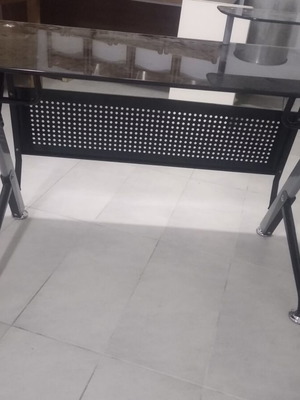 Glass desk used 60x120 cm, metal and glass