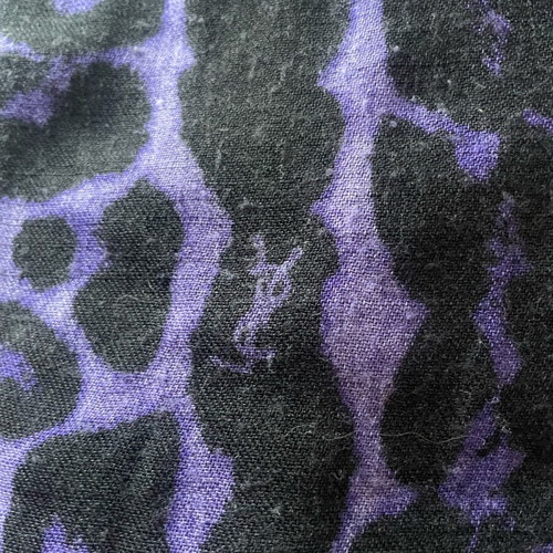 Yves Saint Laurent scarf used, vintage wool cashmere, purple and black leopard