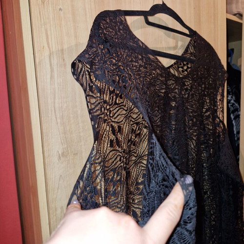 Beach Caftan blouse size L new black with fringes