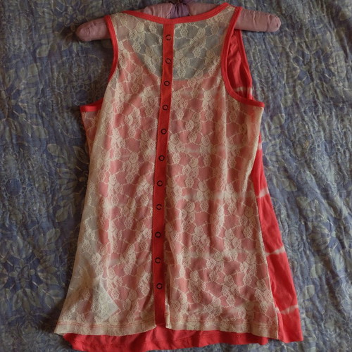 Sleeveless blouse with lace new, orange, size M