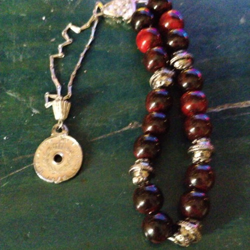 Handmade Komboloi with Tiger's Eye Natural Stone Beads and Silver Elements